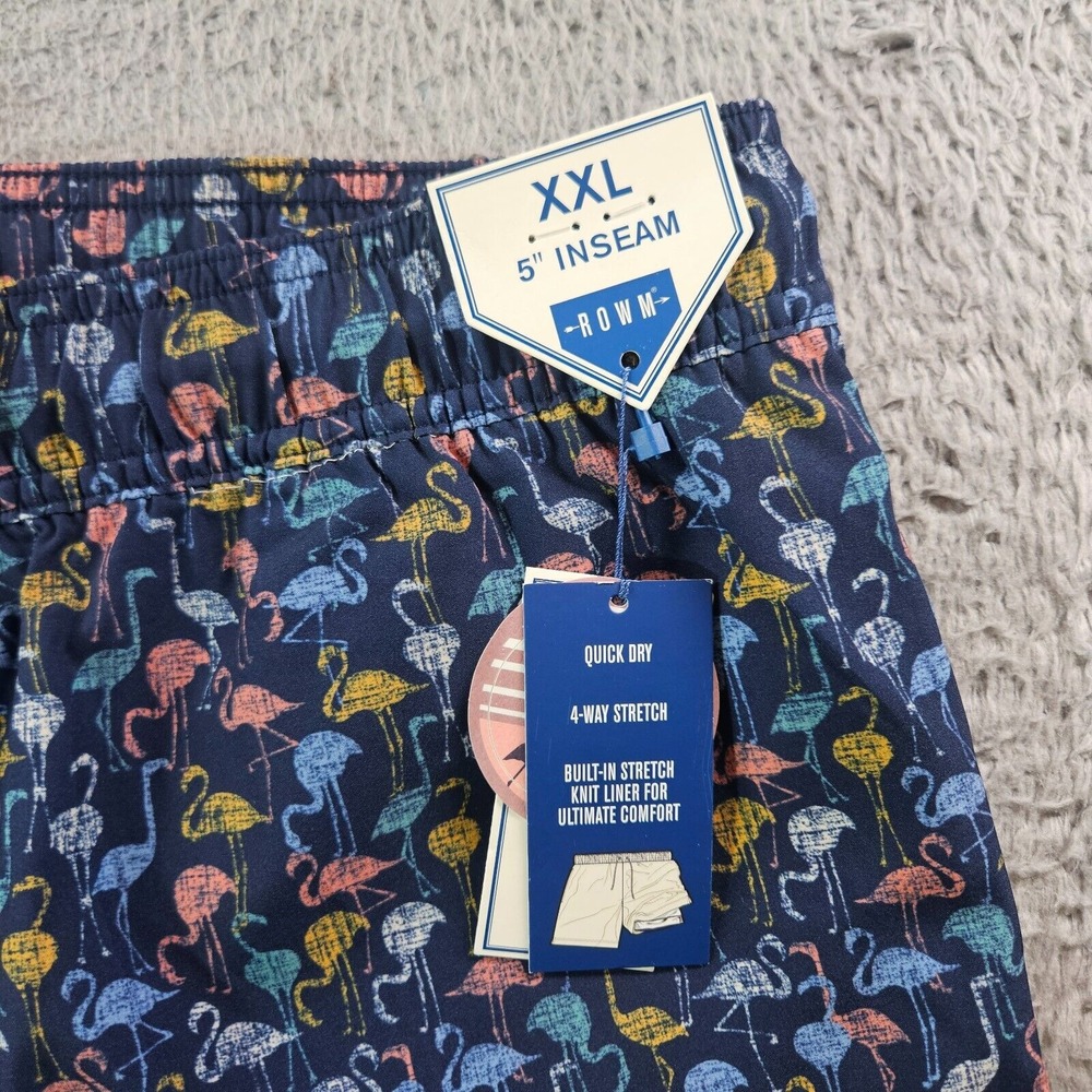 NWT Rowm Swim Trunks Shorts Men XXL 5"‎ Inseam - Liner  Flamingo Blue